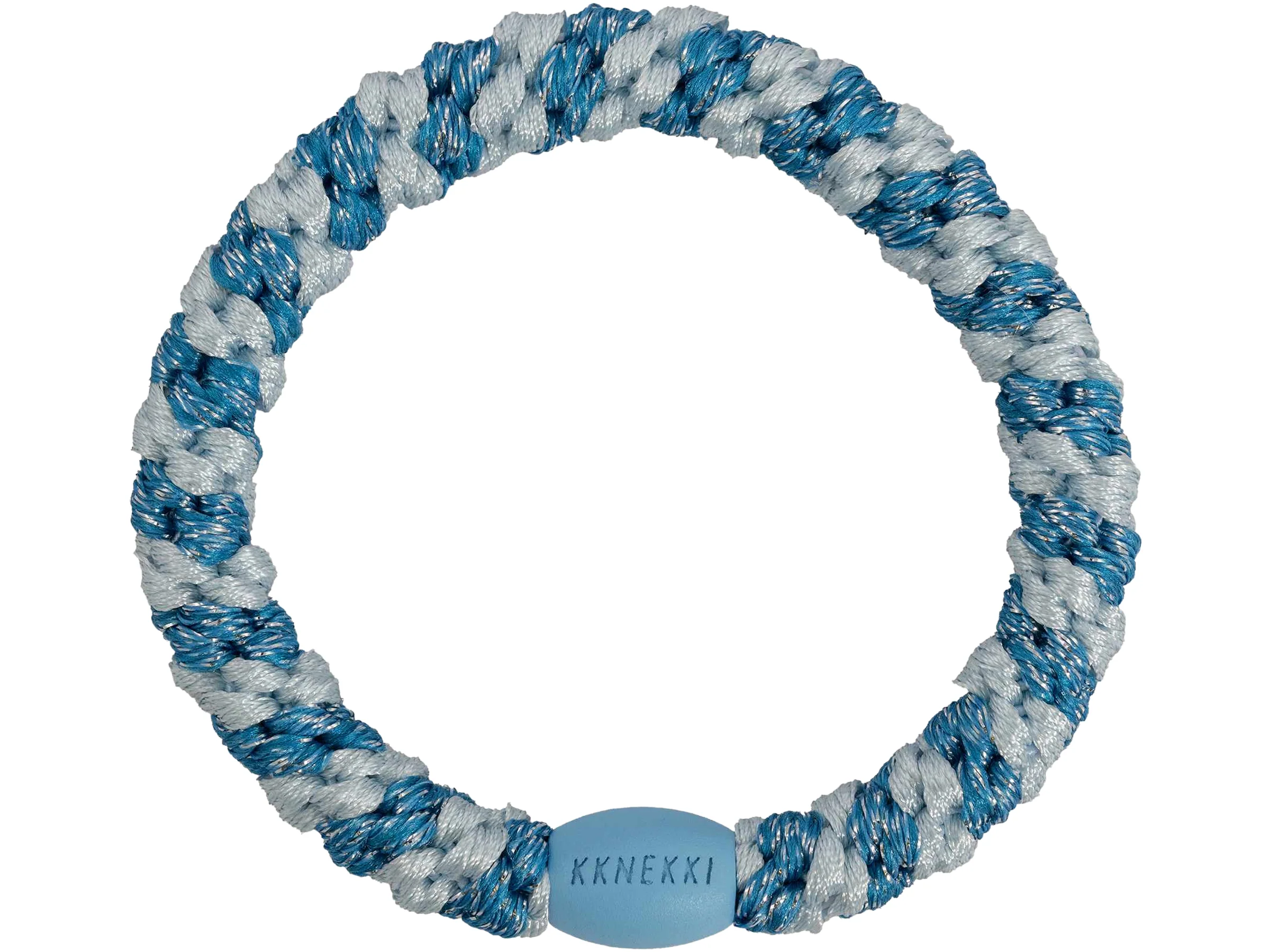 Élastique cheveux Rayé bleu bébé pailleté - Kknekki
