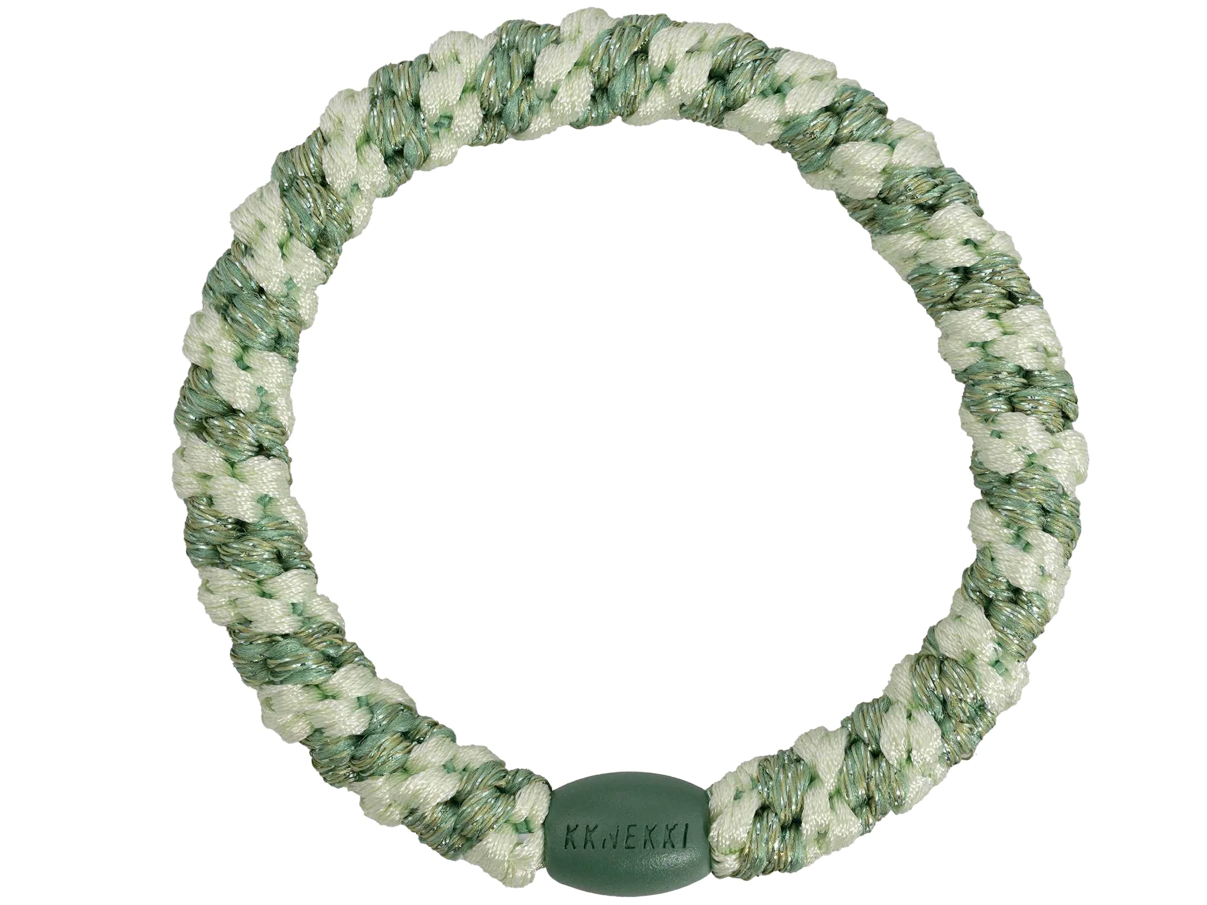 Élastique cheveux Rayures pistache menthe pailleté - Kknekki
