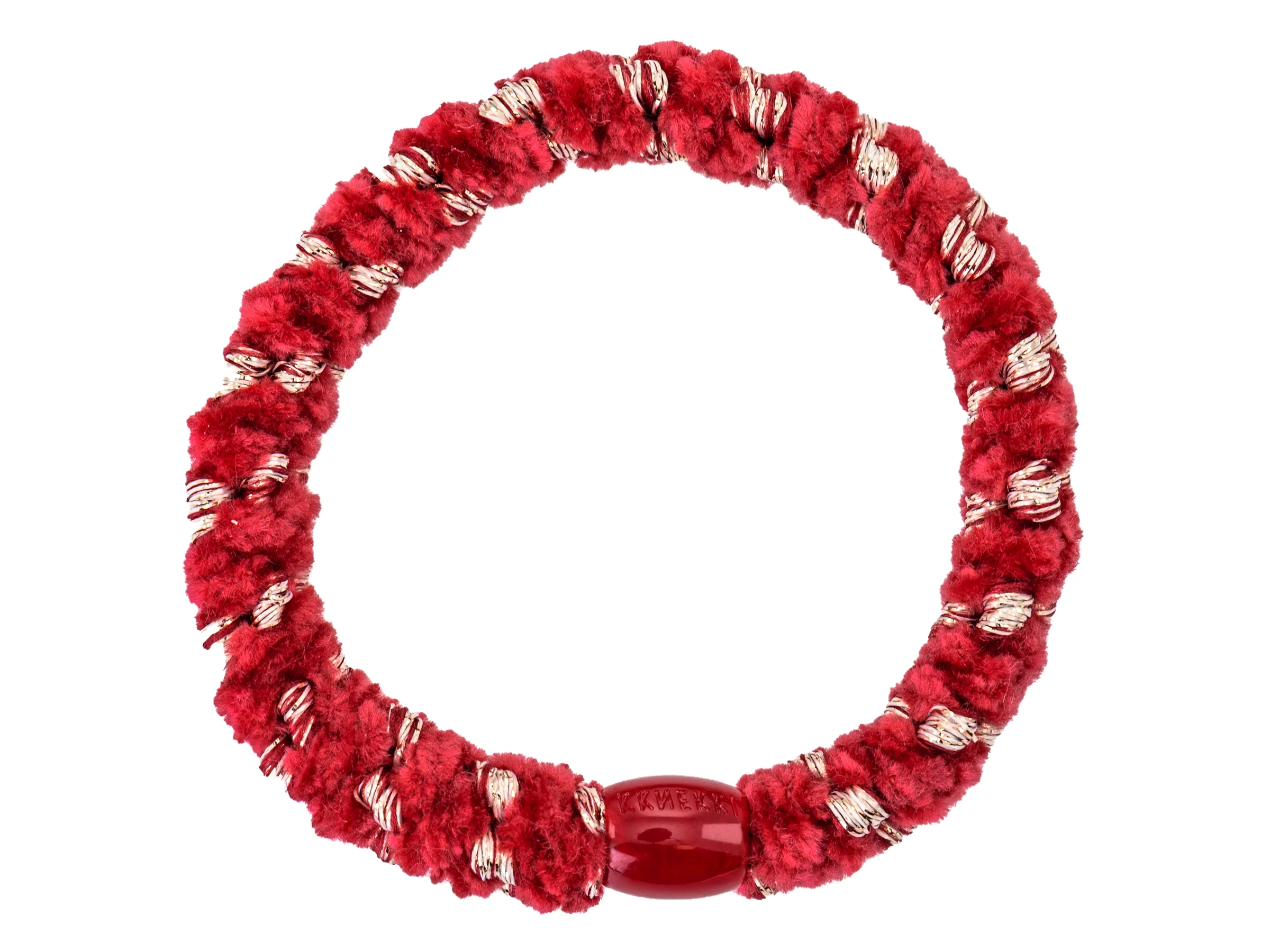 Élastique cheveux Velours Rayé Framboise - Kknekki