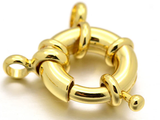 Fermoir à anneau à ressort - 13 x 5 mm - doré à l'or fin 18K - Image 2