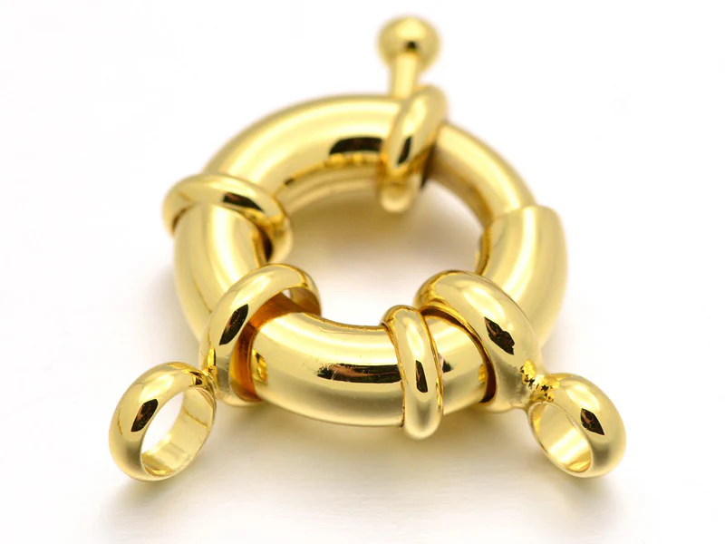 Fermoir à anneau à ressort - 15 x 5 mm -  doré à l'or fin 18K - Image 2