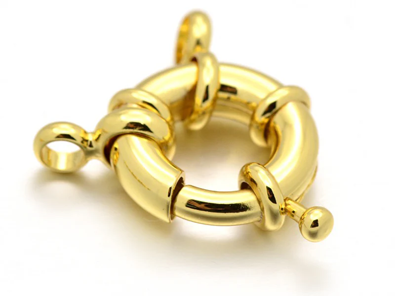 Fermoir à anneau à ressort - 17 x 6 mm -  doré à l'or fin 18K