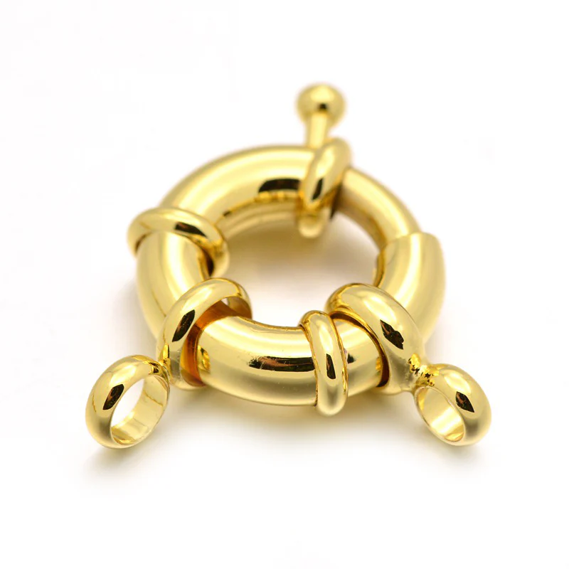 Fermoir à anneau à ressort - 17 x 6 mm -  doré à l'or fin 18K - Image 2