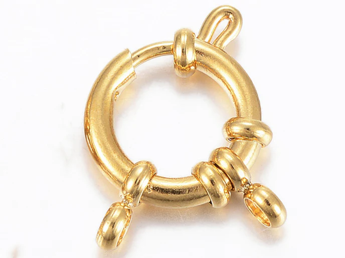 Fermoirs à anneaux à ressort en acier inoxydable 304 - doré - 23 x 14 mm