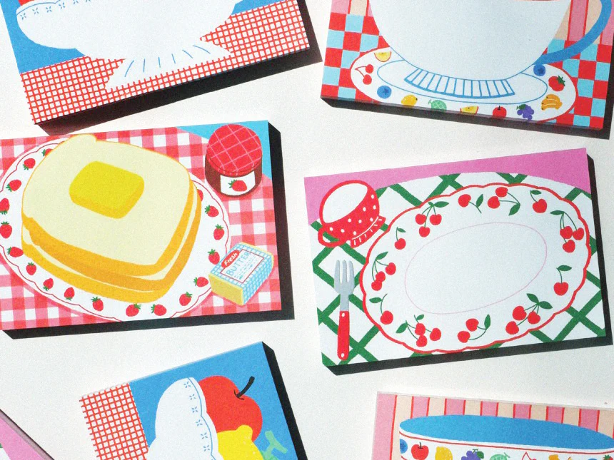 Mini bloc memo assiettes cerises - Fruit fries Design Lab - Image 5