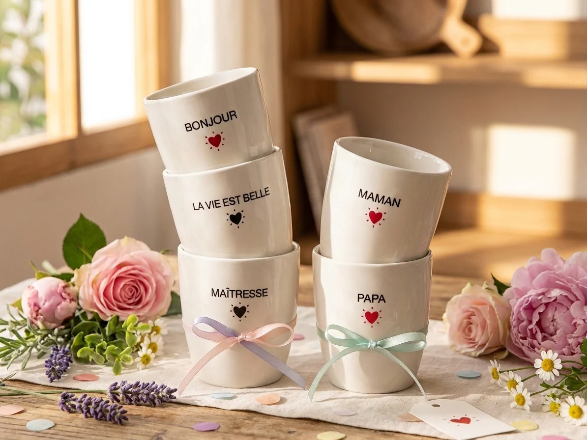Gobelet message coeur noir - Bonjour - Opjet - Image 2