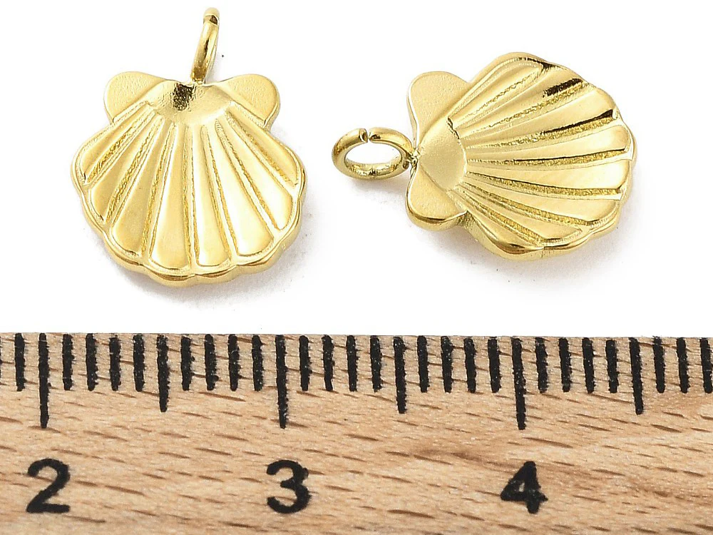 Breloque coquillage - acier chirurgical 316L doré à l’or fin - Image 3