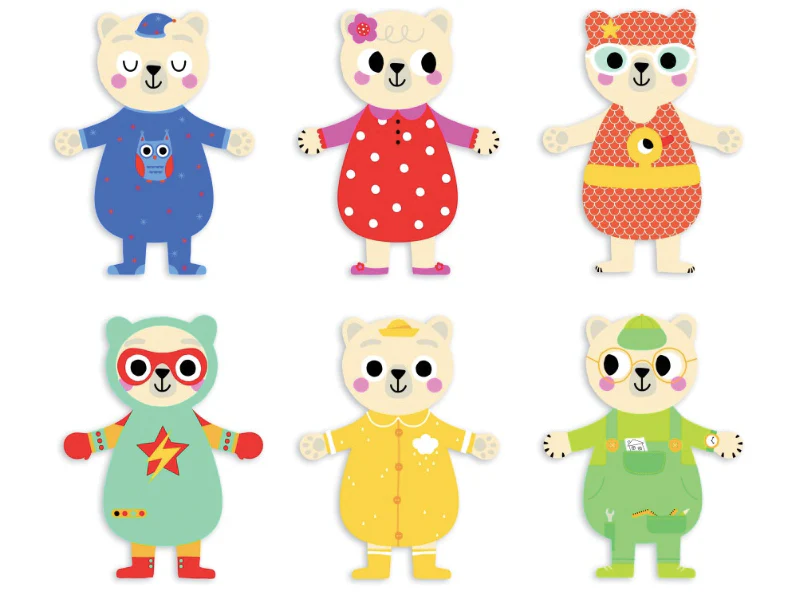 Jeu les oursons s'habillent - mes silhouettes en bois -jacque isabelle - Image 3