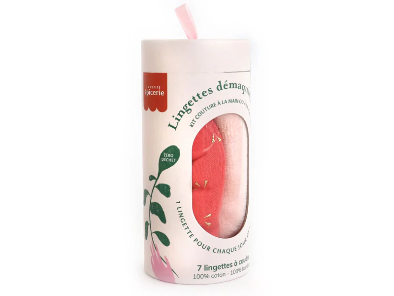 Kit couture - 7 lingettes démaquillantes à coudre - Corail/or - Image 4