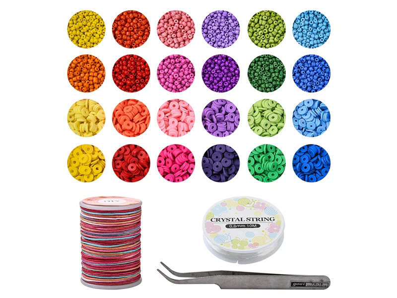 Kit de perles heishi et perles de rocailles - Fil et pince inclus - Image 2