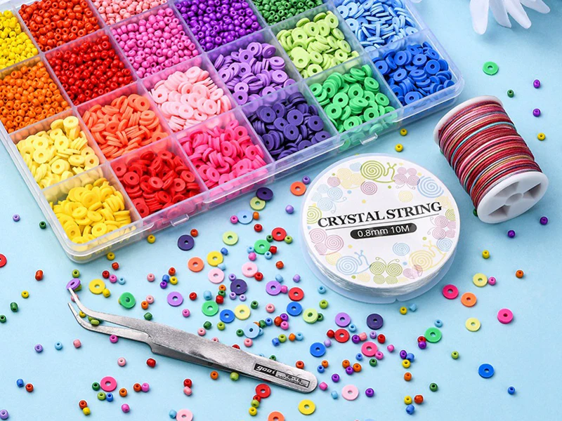 Kit de perles heishi et perles de rocailles - Fil et pince inclus - Image 3