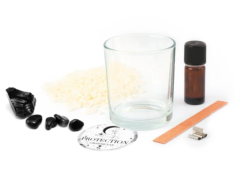 Kit DIY bougie lithothérapie - Obsidienne protection - Image 2