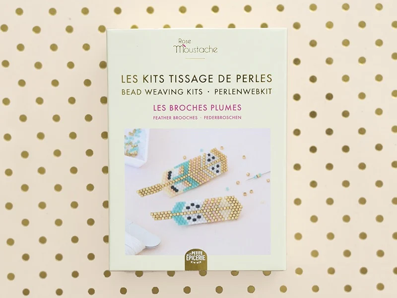 Kit Rose Moustache - tissage de perles miyuki - les broches plumes - Image 4