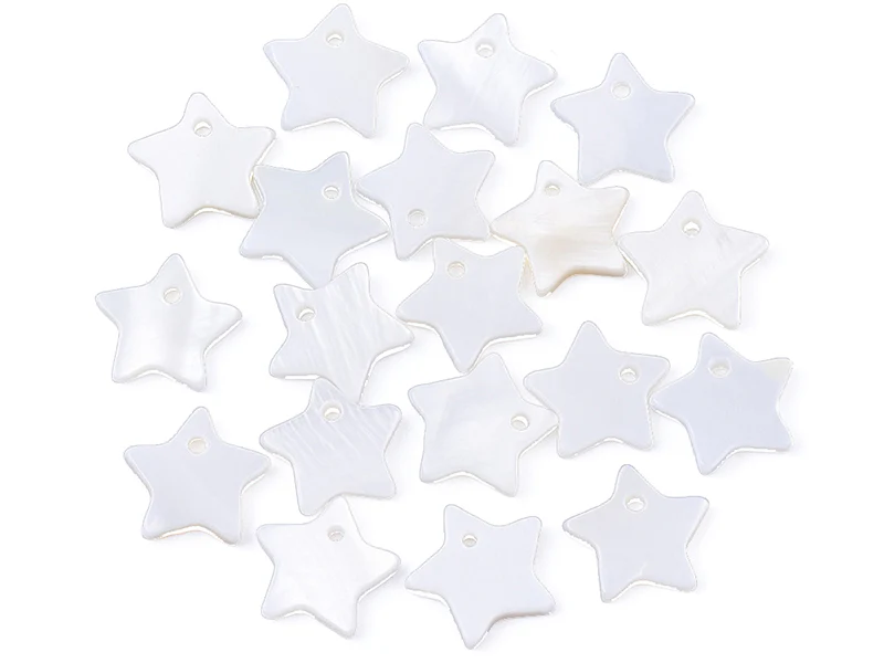 Lot de 10 breloques - étoile - coquillage naturel - 10 mm
