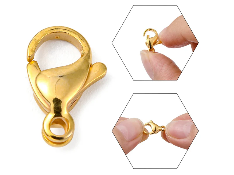 Lot de 10 fermoirs mousquetons - Doré à l'or fin 24K - éco pack - 13 x 8 mm - Image 3