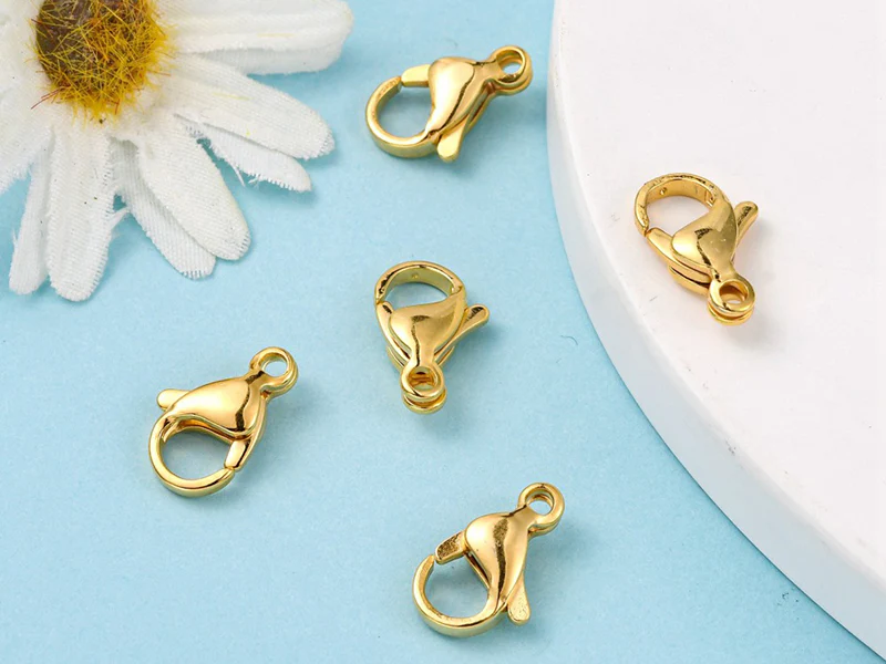 Lot de 10 fermoirs mousquetons - Doré à l'or fin 24K - éco pack - 13 x 8 mm - Image 4