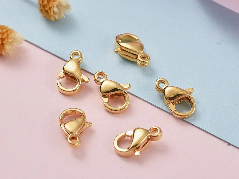 Lot de 10 fermoirs mousquetons - Doré à l'or fin 24K - éco pack - 9 x 6 mm - Image 5
