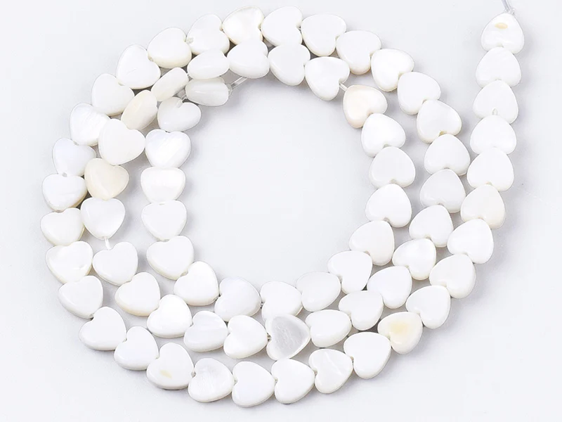 Lot de 10 perles cœur - Coquillage naturel - 6 mm - Image 2