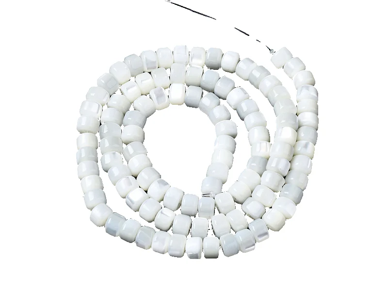 Lot de 20 perles colonnes 6 mm - Coquille de trochid - Blanc - Image 2