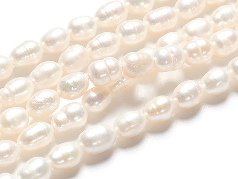 Lot de 20 perles de culture - forme grain de riz - 4 à 6 mm