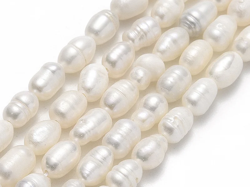 Lot de 20 perles de culture - forme grain de riz - 5 à 7 mm