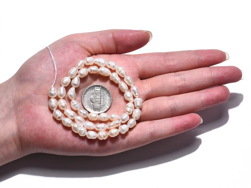 Lot de 20 perles de culture - Forme grain de riz - 6 à 12 mm - Image 4