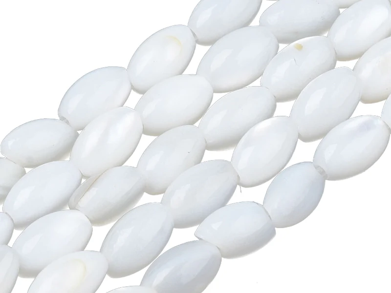 Lot de 20 perles en coquillage naturel - forme grain de riz - 5 x 3 mm