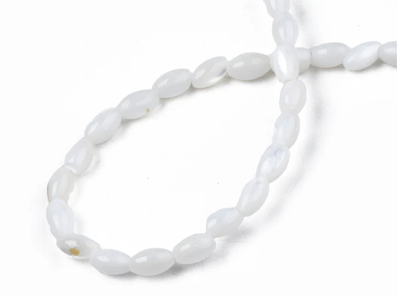 Lot de 20 perles en coquillage naturel - forme grain de riz - 5 x 3 mm - Image 3