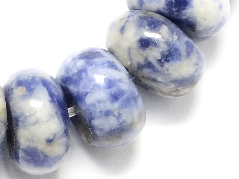 Lot de 20 perles rondelles - Jaspe tache bleu