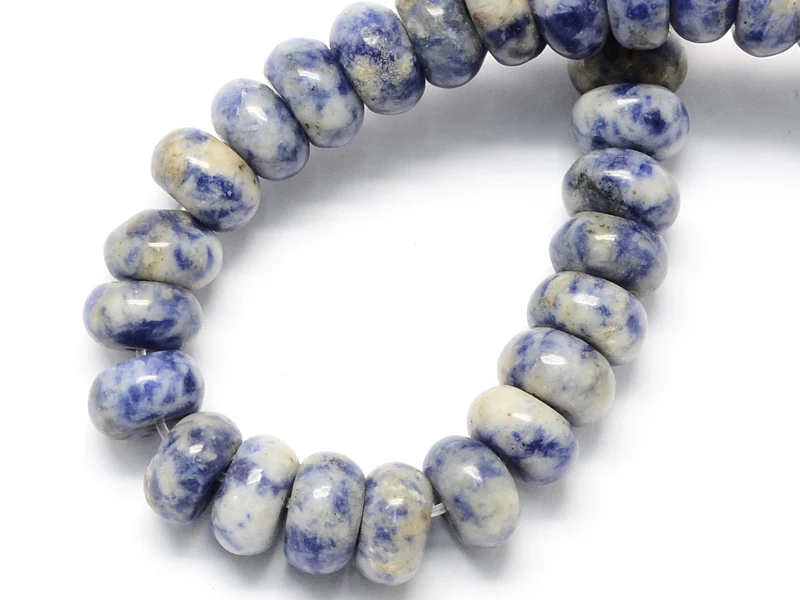Lot de 20 perles rondelles - Jaspe tache bleu - Image 2