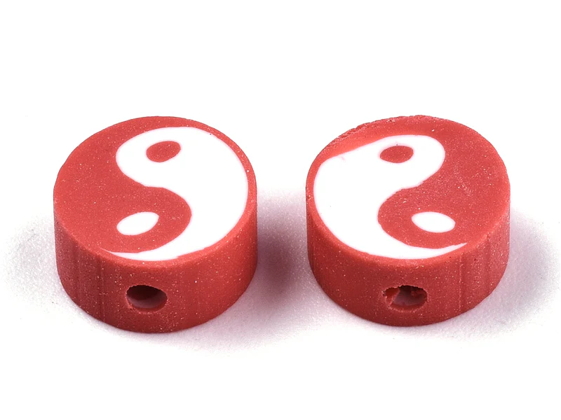 Lot de 20 perles en pâte polymère - Yin yang - Couleur aléatoire