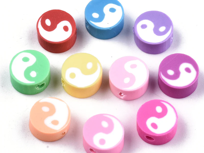 Lot de 20 perles en pâte polymère - Yin yang - Couleur aléatoire - Image 3