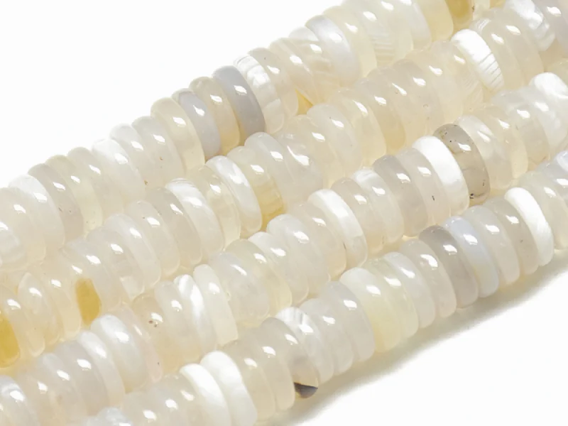 Lot de 20 perles heishi naturelles 6 mm - Agate blanche