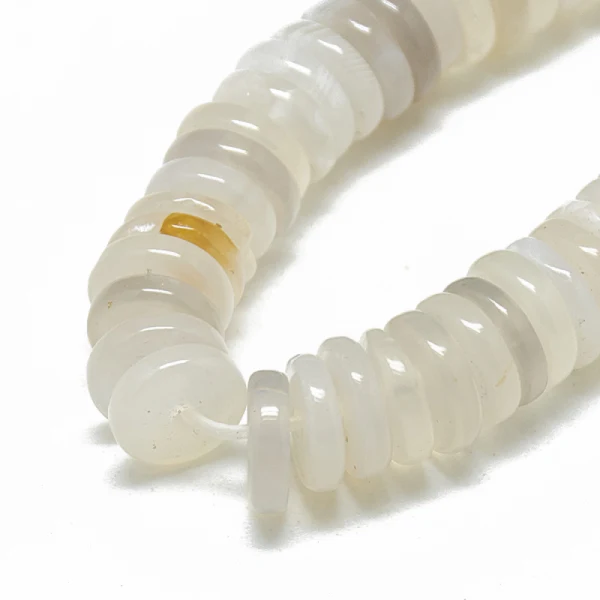 Lot de 20 perles heishi naturelles 6 mm - Agate blanche - Image 2