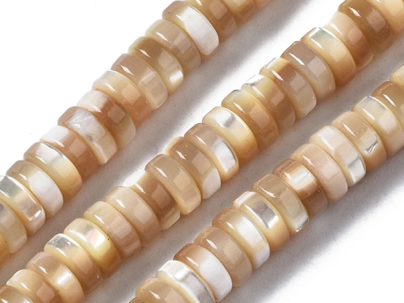 Lot de 20 perles heishi naturelles 6 mm - Coquille de trochid