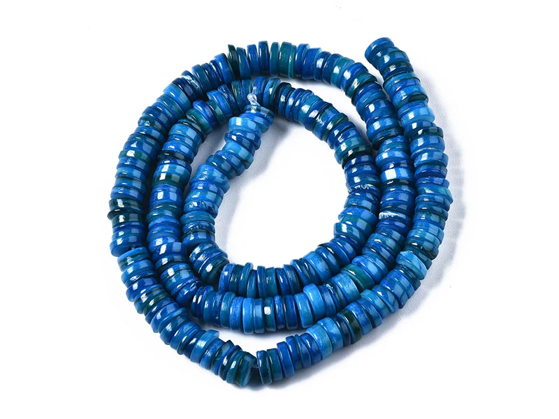 Lot de 20 perles heishi naturelles 6 mm en coquillage - Bleu acier - Image 2