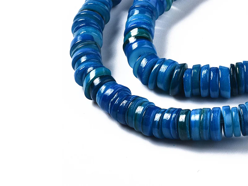 Lot de 20 perles heishi naturelles 6 mm en coquillage - Bleu acier - Image 3