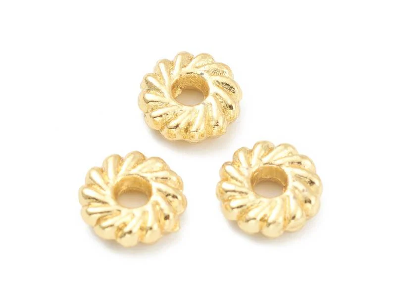 Lot de 20 perles intercalaires disque fleurs - Doré à l'or fin - Image 2