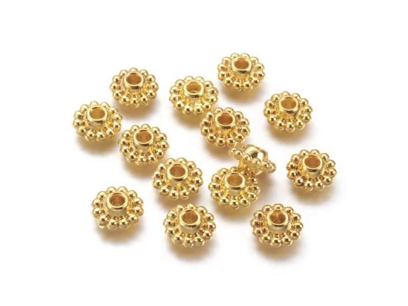 Lot de 20 perles intercalaires fleurs - Doré - Image 2