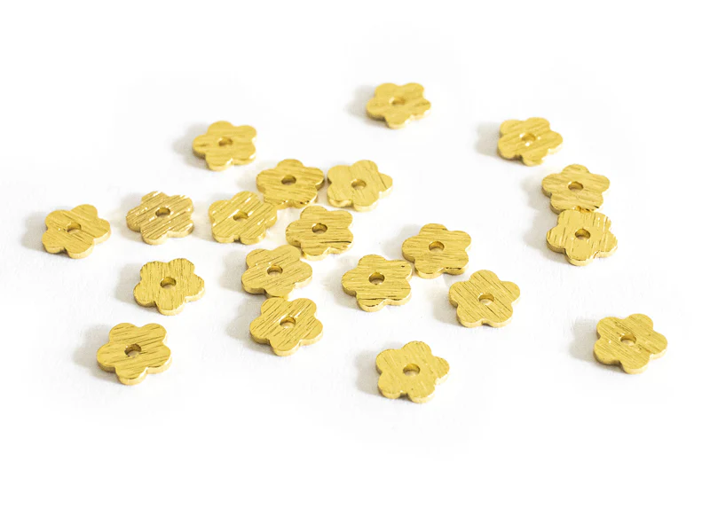 Lot de 20 perles intercalaires fleurs texturées - Doré à l'or fin - Image 2
