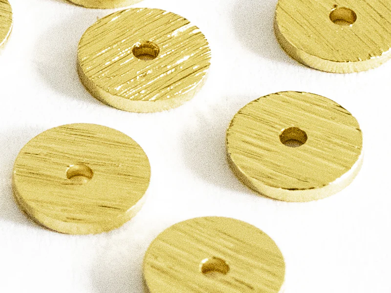 Lot de 20 perles intercalaires rondes texturées - Doré à l'or fin - Image 2