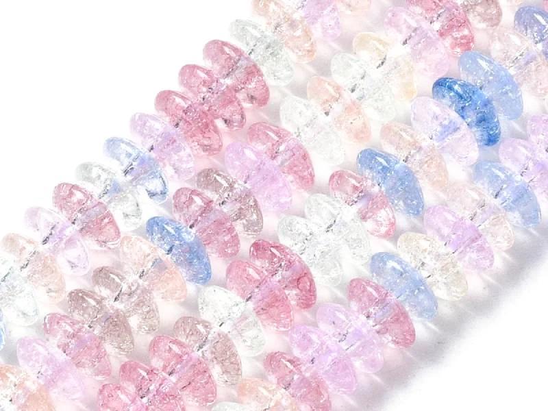 Lot de 20 perles rondelles en verre craquelé - Multicolore