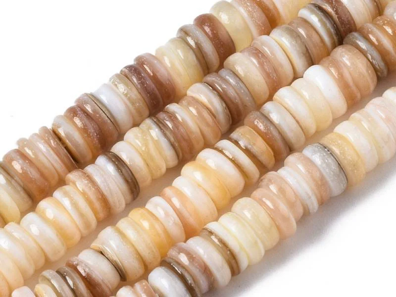 Lot de 20 perles rondelles heishi 6 mm - Coquillage naturel