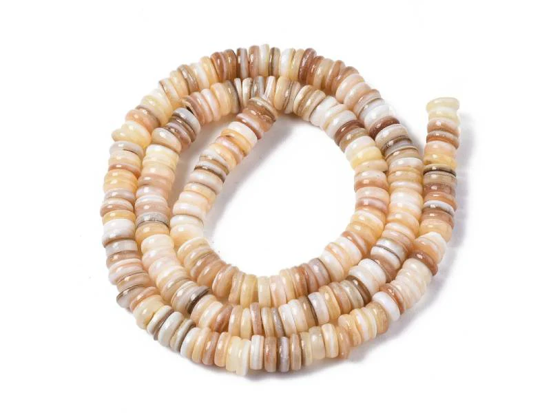 Lot de 20 perles rondelles heishi 6 mm - Coquillage naturel - Image 2