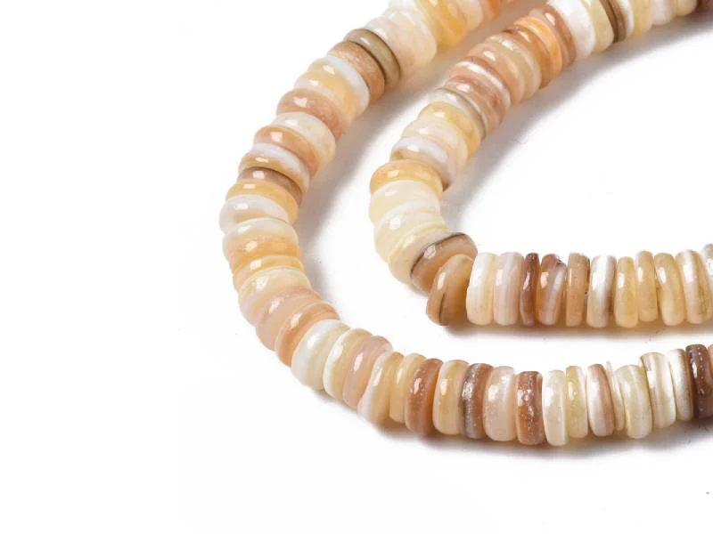Lot de 20 perles rondelles heishi 6 mm - Coquillage naturel - Image 3
