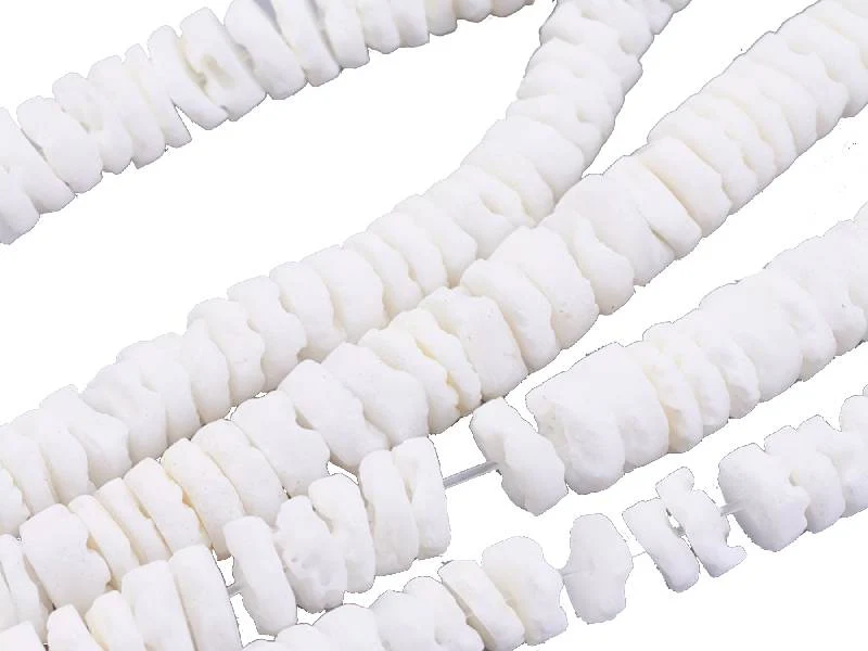 Lot de 20 perles rondelles heishi coquillage blanc
