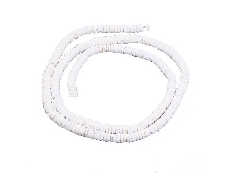 Lot de 20 perles rondelles heishi coquillage blanc - Image 2