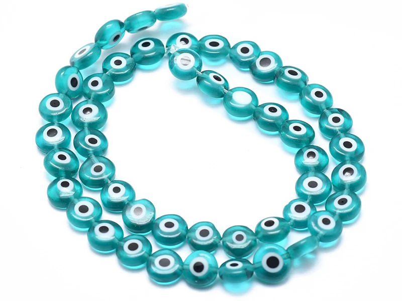Lot de 20 petites perles en verre - œil turc turquoise - 6 x 3 mm - Image 3