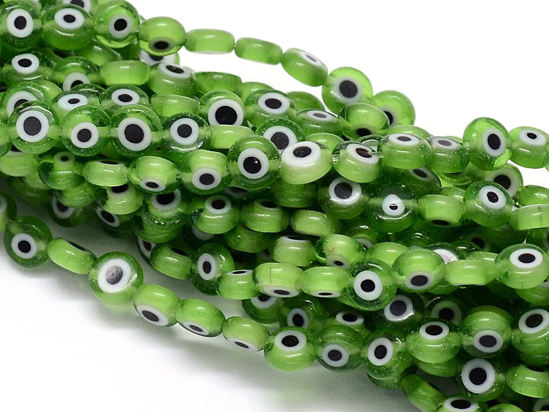 Lot de 20 petites perles en verre - œil turc vert - 6 x 3 mm - Image 2