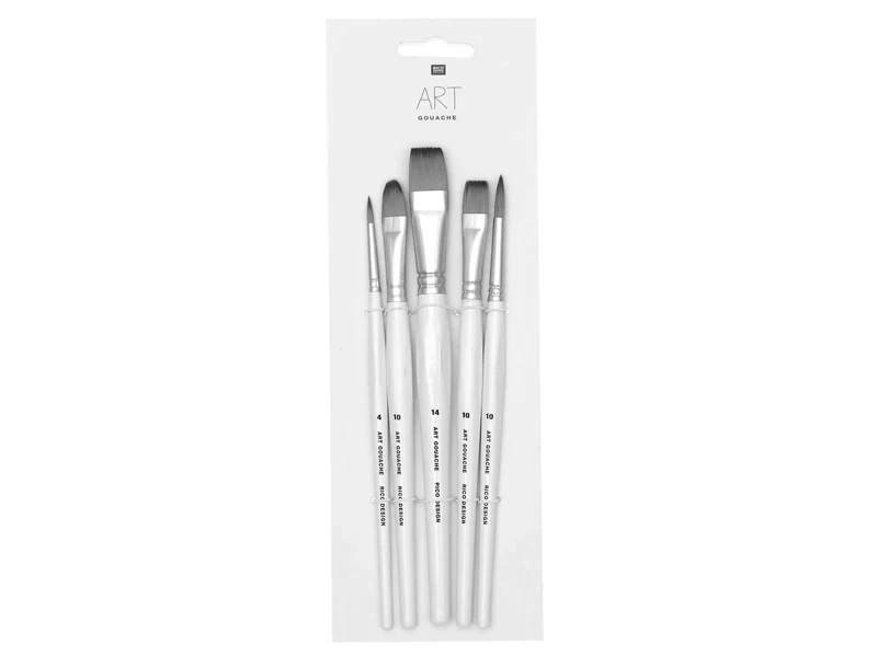 Lot de 5 pinceaux synthétiques gouache - Rico Design